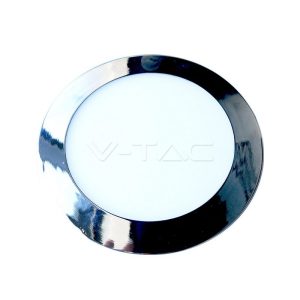   V-TAC SLIM LED PANEL KRÓM / 6W / KÖR / 120mm / VT-607CH meleg fehér 6334