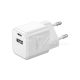 20W Töltőadapter 1PD + 1 QC porttal, fehér színű