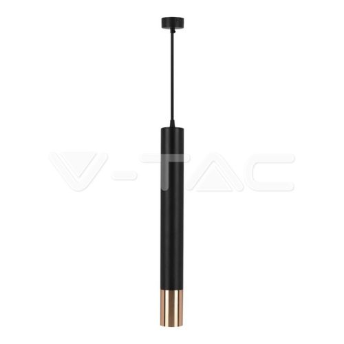 1xGU10 Függeszthető spot lámpa, fekete és arany színű, D:60x500mm (V-TAC)