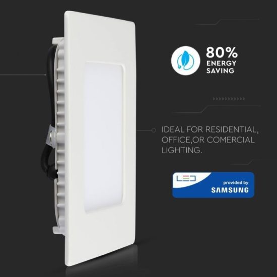 6W Négyszög Samsung chip Premium LED Panel süllyeszthető 3000K - PRO703 V-TAC