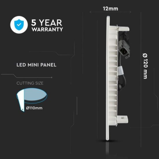 V-TAC MINI LED PANEL / 6W / Samsung chip / KÖR / 120mm / VT-606RD hideg fehér 708