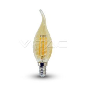   Retro LED izzó - 4W E14 Filament csavart gyertyaláng szabadalmi borostyán burkolat 2200K 7116 V-TAC