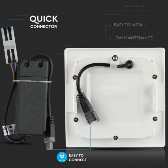 V-TAC MINI LED PANEL / 18W / Samsung chip / NÉGYSZÖG / 225 x 225mm / VT-618SQ hideg fehér 717