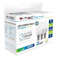   V-TAC LED IZZÓ szett / gyertya / 3db / E14 / 5,5W /VT-2076 meleg fehér 7263