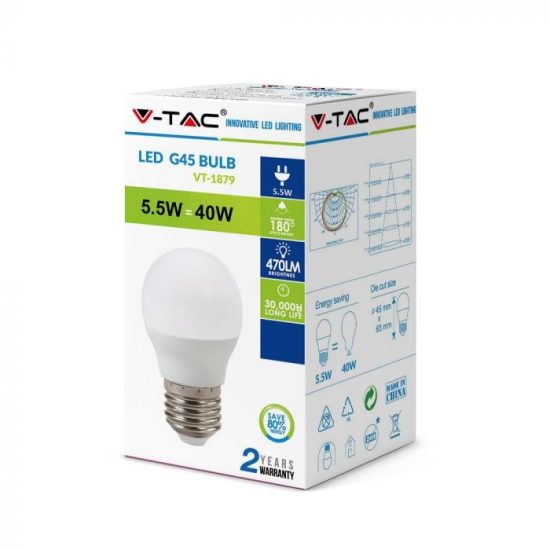 V-TAC LED IZZÓ / E27 / 5,5W / VT-1879 meleg fehér 7407