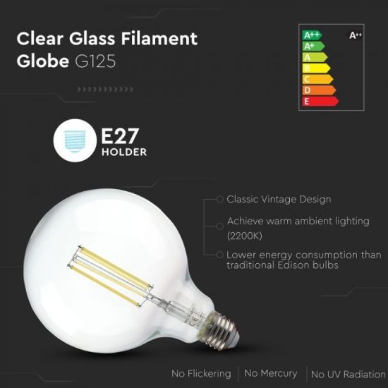 V-TAC FILAMENT IZZÓ / E27 / 12,5W  / VT-2143 meleg fehér 7453