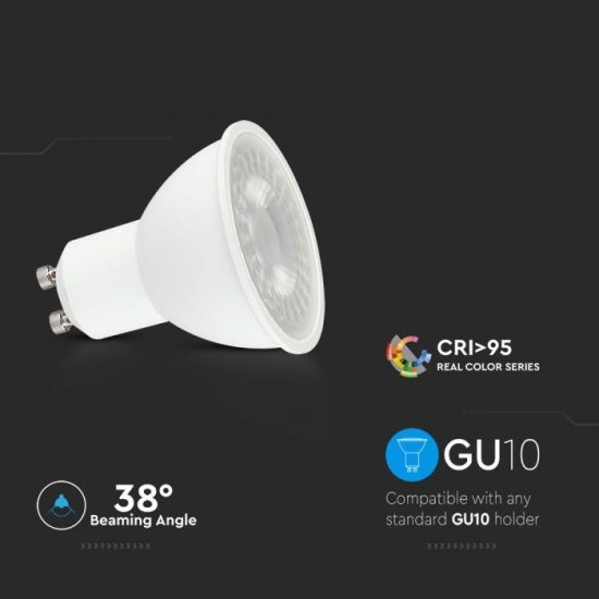 V-TAC LED SPOT / GU10 / 38°/ 6W / CRI>95 magas szín visszaadás / meleg fehér - 2700K / 400lumen / VT-2206 7497