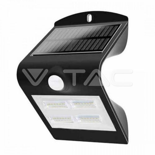 3W LED Szolár (napelemes) fali lámpa 3000K+4000K, fekete színű