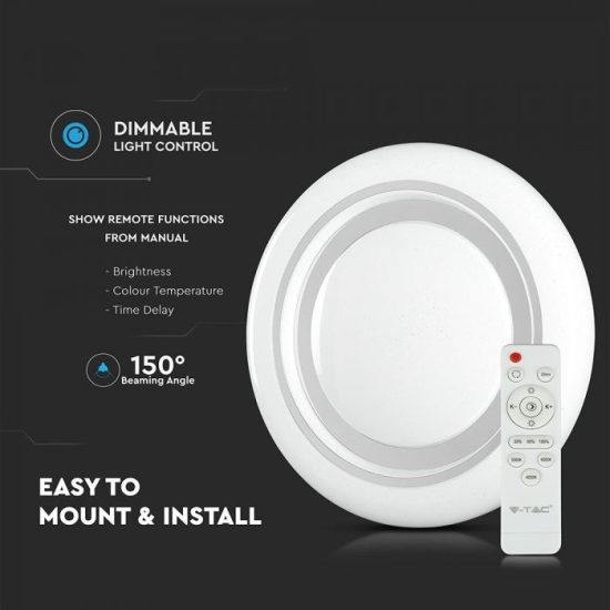 V-TAC LED DESIGN MENNYEZETI LÁMPA / 65W / Dimmelhető / 3 in 1 vezérlővel / VT-8473 7601