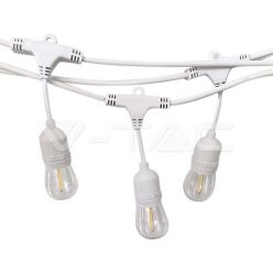 LED Fényfüzér, WP foglalattal, fehér színű E27 IP44