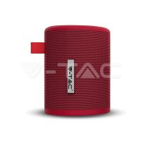 Hordozható bluetooth hangszóró piros 1600mAh - 7719 V-TAC