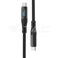USB C szövet kábel 1 méter fekete 5A - 7746 V-TAC 