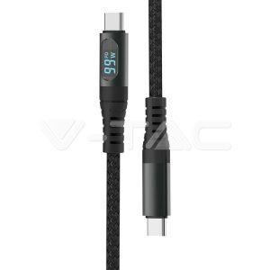 USB C szövet kábel 1 méter fekete 5A - 7746 V-TAC 