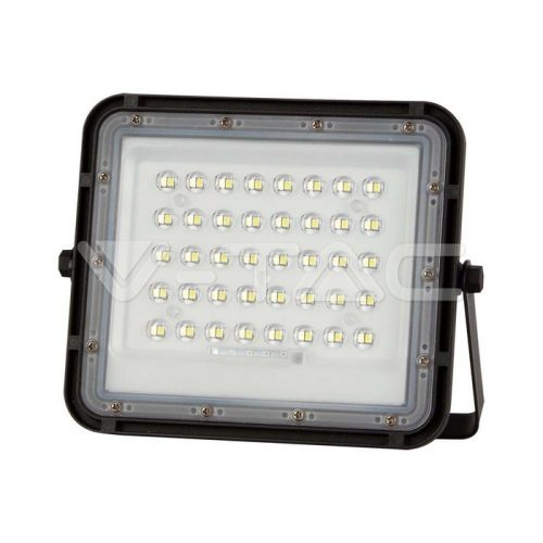 6W LED Napelemes reflektor 4000K cserélhető akkumulátor,3m vezetékkel, fekete színű (V-TAC)