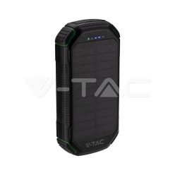   30000mAh Napelemes vezeték nélküli Power Bank, fekete színű (V-TAC)