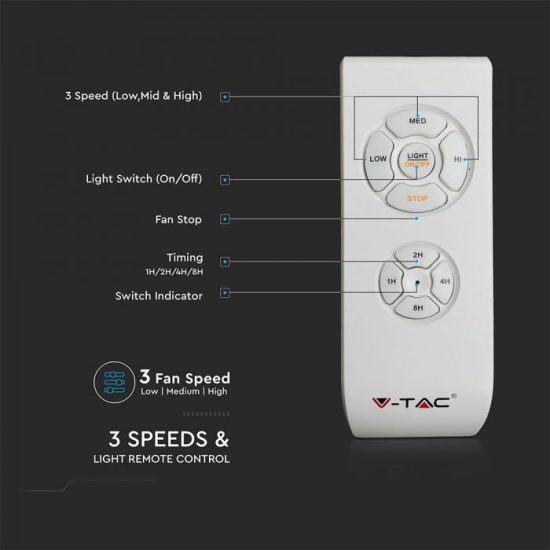 60W ventilátor dupla E27 foglalatú lámpával  - 7916 V-TAC