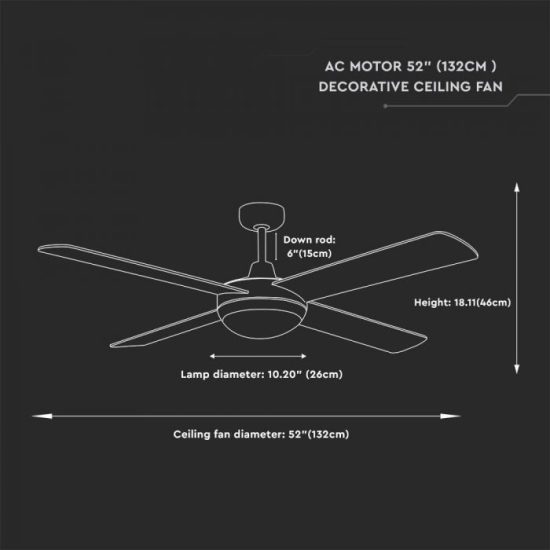 60W ventilátor dupla E27 foglalatú lámpával  - 7917 V-TAC