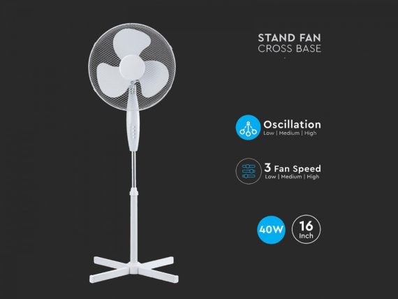 Álló ventilátor fehér kereszt talppal - 7922 V-TAC