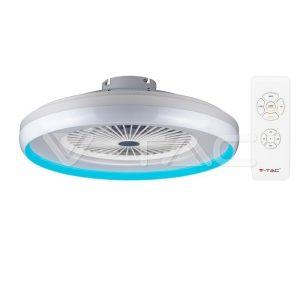   45W Kék gyűrűs ventilátor 35W beépített világítással CCT 3 IN 1 távirányítóval - 7934 V-TAC