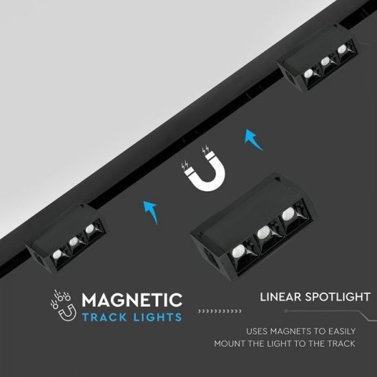 3W Magnetic lineár spotlámpa CRI>90 fekete 4000K UGR19 - 7961 V-TAC