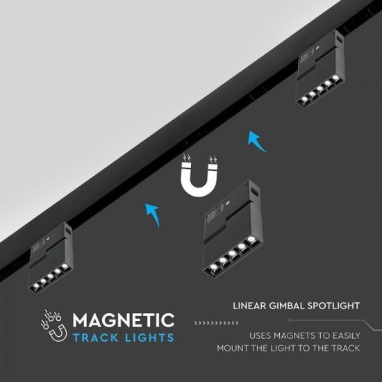 10W Magnetic dönthető lineár spotlámpa CRI>90 fekete 3000K UGR19 - 7962 V-TAC