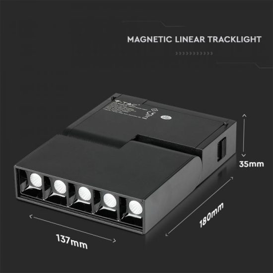 10W Magnetic dönthető lineár spotlámpa CRI>90 fekete 4000K UGR19 - 7963 V-TAC