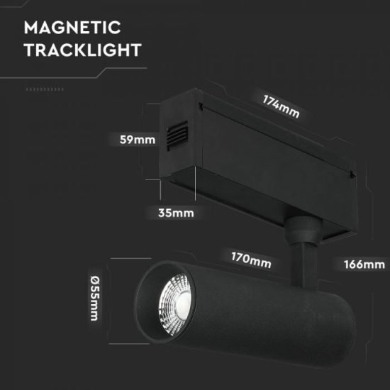 15W Magnetic lineár spotlámpa CRI>90 fekete 3000K UGR19 - 7966 V-TAC