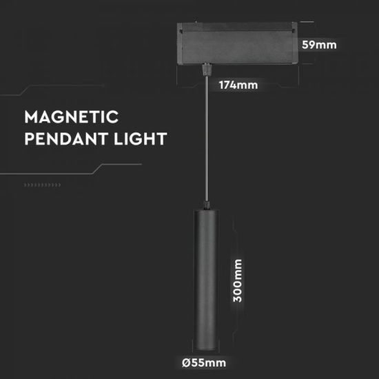 15W Magnetic függesztett világítás CRI>90 fekete 3000K UGR19 - 7968 V-TAC