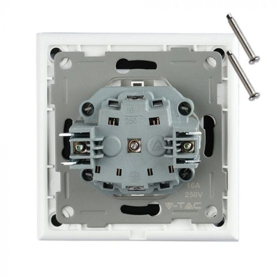 Fehér EU konnektor üveg panel 16A - 8379 V-TAC