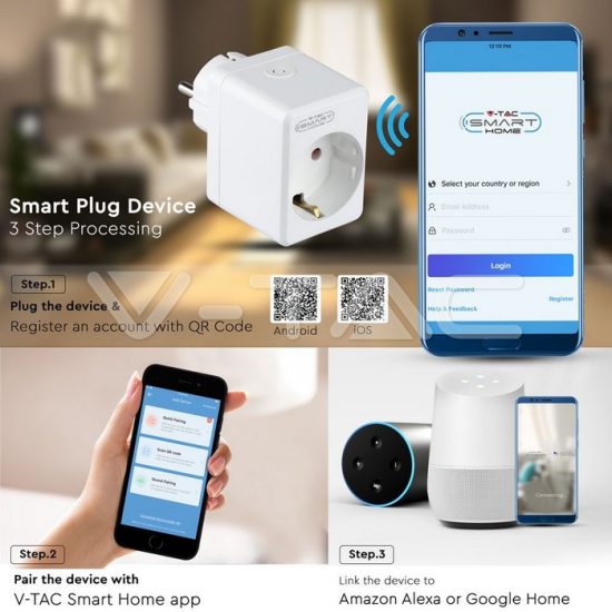 Wifis smart konnektor USB porttal fehér - 8416 V-TAC Wifis smart konnektor USB porttal fehér - 8416 V-TAC