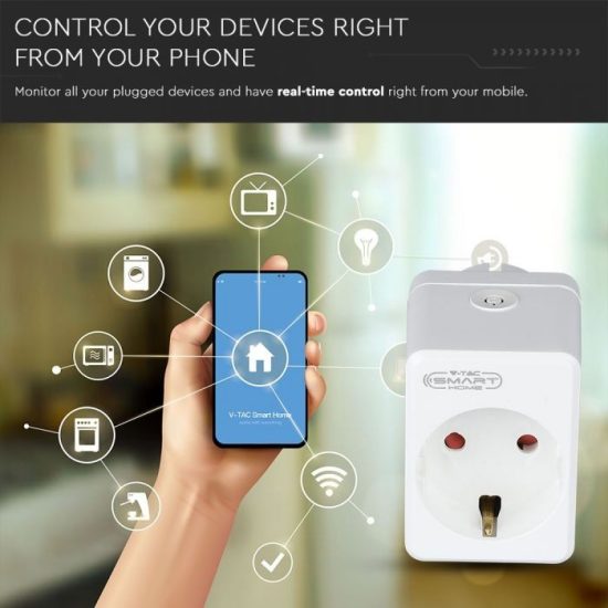 Wifis smart konnektor USB porttal fehér - 8416 V-TAC