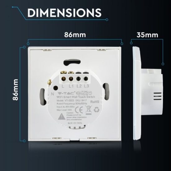 Wifis smart kapcsoló fehér - 8417 V-TAC