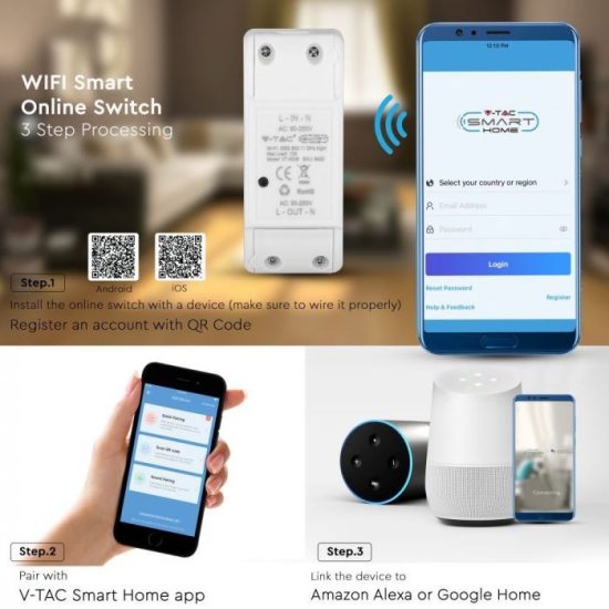 Wifis smart online kapcsoló - 8422 V-TAC