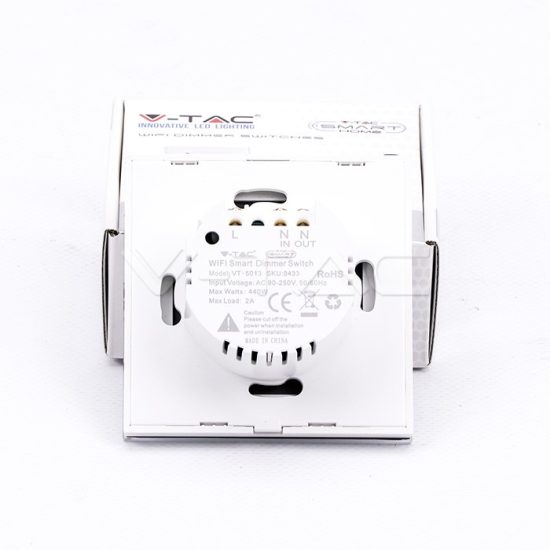 V-TAC LED SMART HOME ÉRINTŐGOMBOS KAPCSOLÓ / wifis vezérlés  / fényerőszabályzó / fehér /  VT-5013 8433
