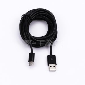 Micro USB C kábel 3m fekete - 8455 V-TAC