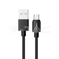   Micro USB fonott kábel 1m fekete 2,4A Platina széria - 8488 V-TAC