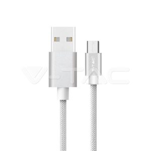   Micro USB fonott kábel 1m ezüst 2,4A Platina széria - 8489 V-TAC