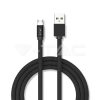 Micro USB  szövet kábel 1m fekete 2,4A Rubin széria - 8494 V-TAC