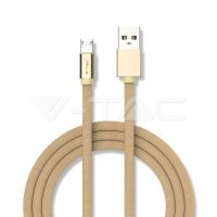   Micro USB  szövet kábel 1m arany 2,4A Rubin széria - 8495 V-TAC