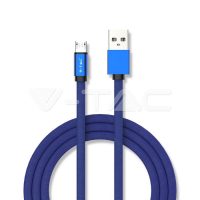   Micro USB  szövet kábel 1m kék 2,4A Rubin széria - 8496 V-TAC