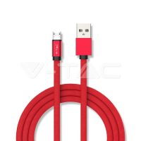   Micro USB  szövet kábel 1m piros 2,4A Rubin széria - 8497 V-TAC