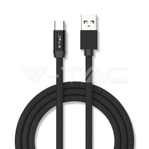   USB  C szövet kábel 1m fekete 2,4A Rubin széria - 8498 V-TAC