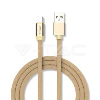   USB C szövet kábel 1m arany 2,4A Rubin széria - 8499 V-TAC