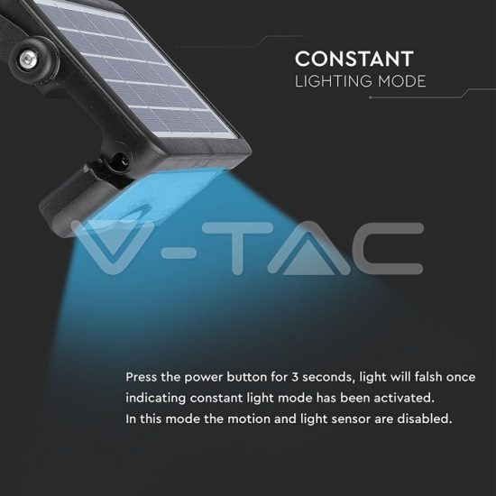 5W LED reflektor napelemes fekete 4000K - 8547 V-TAC