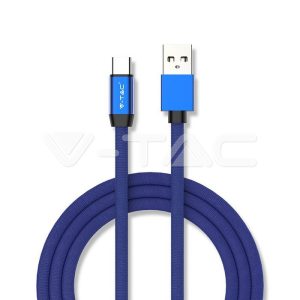 USB C szövet kábel 1m kék 2,4A Rubin széria - 8630 V-TAC