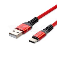   Micro USB C szövet kábel 1m piros 2,4A Gold széria - 8634 V-TAC