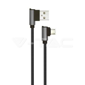   Micro USB szövet kábel 1m fekete 2,4A Diamond széria - 8635 V-TAC