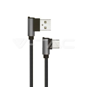   Micro USB C szövet kábel 1m fekete 2,4A Diamond széria - 8638 V-TAC