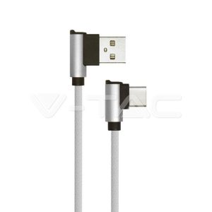   Micro USB C szövet kábel 1m szürke 2,4A Diamond széria - 8639 V-TAC