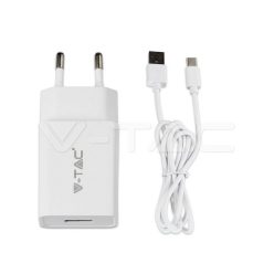   Gyors töltőkészlet utazási adapterrel és C típusú USB kábel, fehér színű